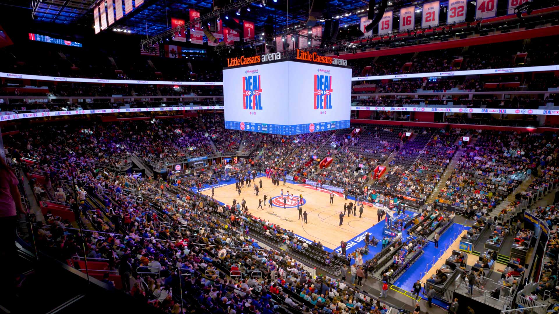 Arena Motion Graphics — production still from Doozy Crew's Detroit Pistons project